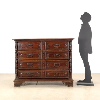 Commode Baroque Noyer Italie XVIIe-XVIIIe Siècle