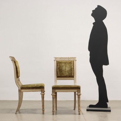 antigüedad, silla, sillas antiguas, silla antigua, silla italiana antigua, silla antigua, silla neoclásica, silla del siglo XIX, Grupo de sillas de estilo neoclásico