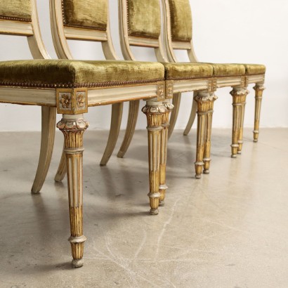 antigüedad, silla, sillas antiguas, silla antigua, silla italiana antigua, silla antigua, silla neoclásica, silla del siglo XIX, Grupo de sillas de estilo neoclásico