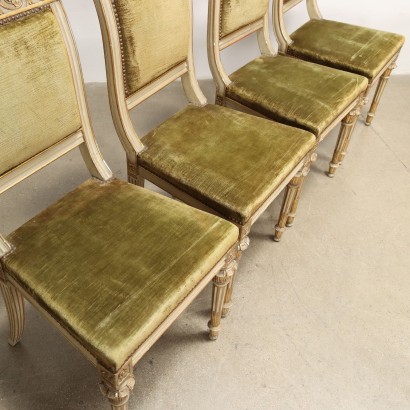 antigüedad, silla, sillas antiguas, silla antigua, silla italiana antigua, silla antigua, silla neoclásica, silla del siglo XIX, Grupo de sillas de estilo neoclásico