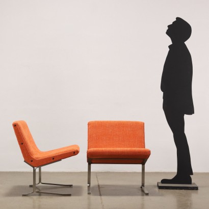 Paire de Fauteuils Formanova Tissu Italie Années 1960