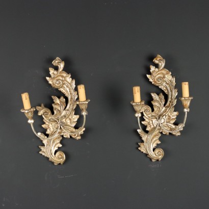 Paire d'Appliques Style Rococo Métal Italie XX Siècle