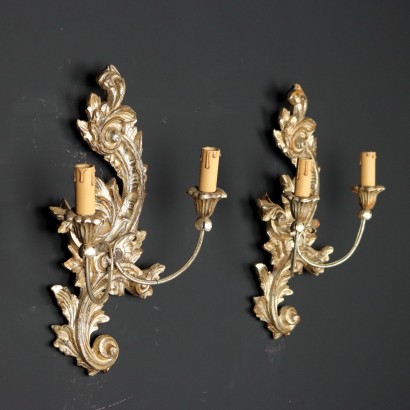 Paire d\'Appliques Style Rococo Métal Italie XX Siècle