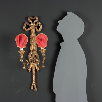 Paire d\'Applique Style Néoclassique Bois Italie XX Siècle