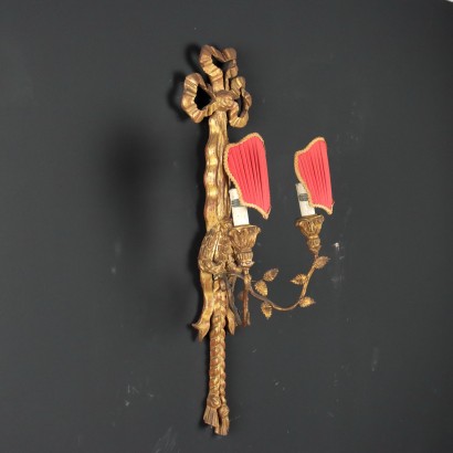 Paire d\'Applique Style Néoclassique Bois Italie XX Siècle