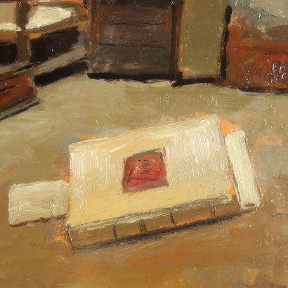 arte, arte italiana, pittura novecento italiana,Dipinto di Interno di Dino Rossi ,La bottega dell'antiquario,Dino Rossi,Dino Rossi,Dino Rossi,Dino Rossi