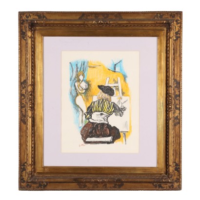 R. Guttuso Crayons sur Papier Italie XXe Siècle
