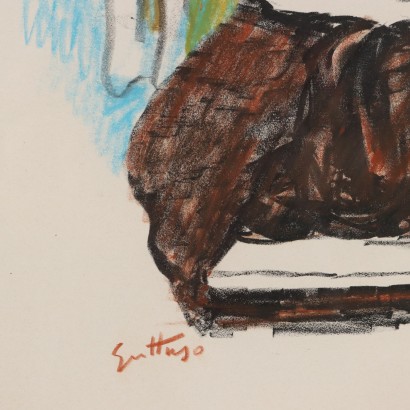 R. Guttuso Crayons sur Papier Italie XXe Siècle