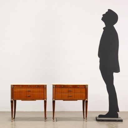 Paire de Tables de Chevet Placage d\'Acajou Italie Années 1960