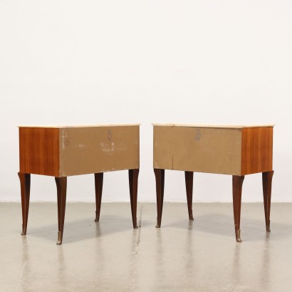 Paire de Tables de Chevet Placage d\'Acajou Italie Années 1960