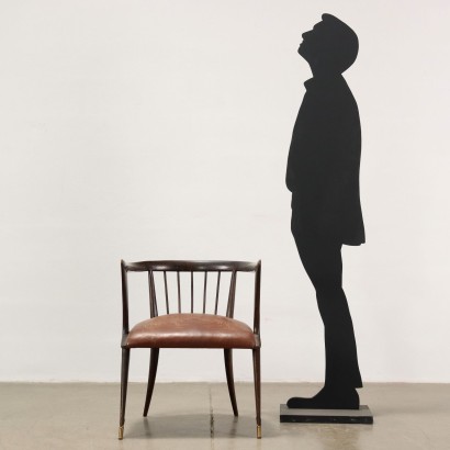 Chaise Cuir Synthétique Italie Années 1950-1960