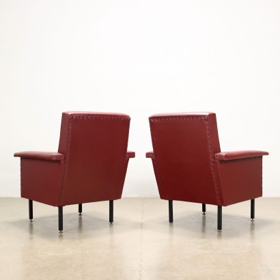 Paire de Fauteuils Cuir Synthétique Italie Années 1960