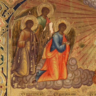 Orthodox Icon with Riza Tempera on Wood Greece XVIII-XIX Century