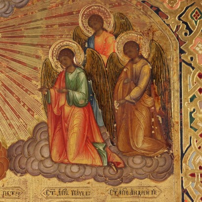 Orthodox Icon with Riza Tempera on Wood Greece XVIII-XIX Century