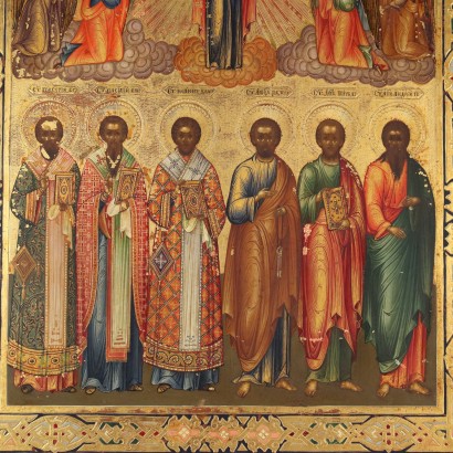 Orthodox Icon with Riza Tempera on Wood Greece XVIII-XIX Century