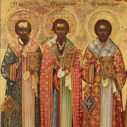 Orthodox Icon with Riza Tempera on Wood Greece XVIII-XIX Century