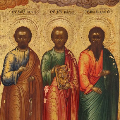 Orthodox Icon with Riza Tempera on Wood Greece XVIII-XIX Century