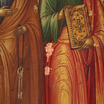 Orthodox Icon with Riza Tempera on Wood Greece XVIII-XIX Century