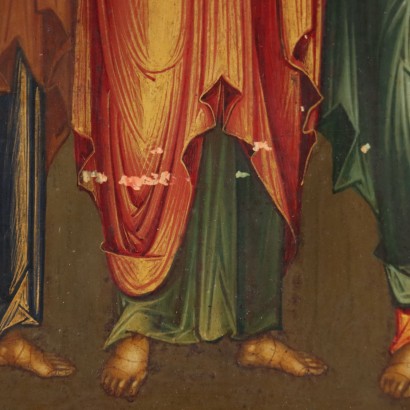 Orthodox Icon with Riza Tempera on Wood Greece XVIII-XIX Century