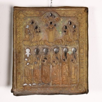 Orthodox Icon with Riza Tempera on Wood Greece XVIII-XIX Century
