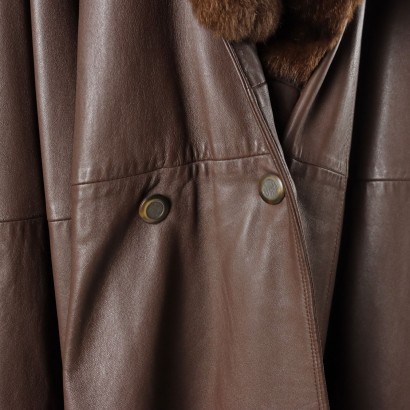 Vintage Coat Leather Size 14 Italy 1980s
