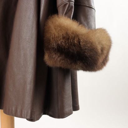 Vintage Coat Leather Size 14 Italy 1980s