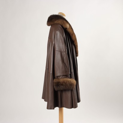 Vintage Coat Leather Size 14 Italy 1980s