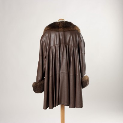 Vintage Coat Leather Size 14 Italy 1980s