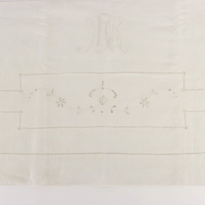 antiquariato, lenzuola, antiquariato lenzuola, lenzuola antica, lenzuola antica italiana, lenzuola di antiquariato, lenzuola neoclassico, lenzuola del 800,Lenzuola Matrimoniale con Due Federe