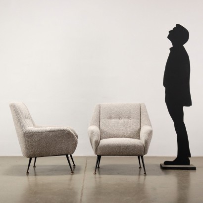 modernariato, modernariato di design, poltrona, poltrona modernariato, poltrona di modernariato, poltrona italiana, poltrona vintage, poltrona anni '60, poltrona design anni 60,Coppia di Poltrone Anni 50-60