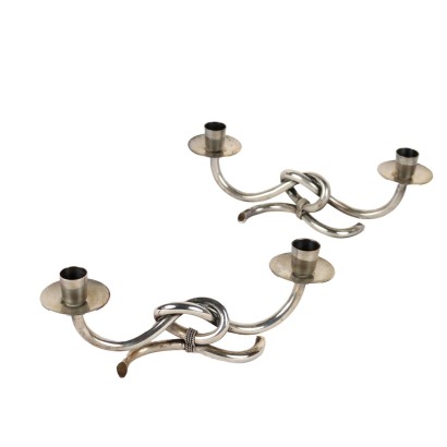 Paire de Candélabres Argent Italie XX Siècle