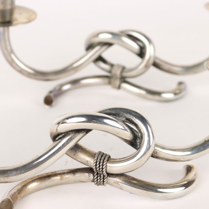 Paire de Candélabres Argent Italie XX Siècle