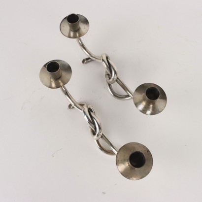 Paire de Candélabres Argent Italie XX Siècle