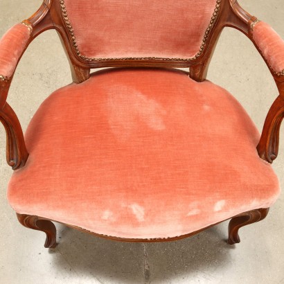 Paar Sessel Louis XV Stil Nussbaum Italien XX Jhd