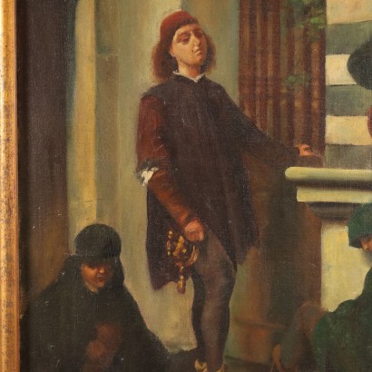 Dipinto del XX secolo con Scena Medioe,I musicanti