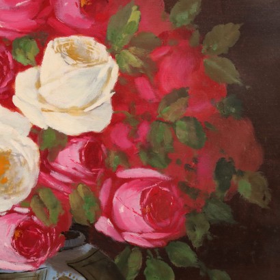 Dipinto con Composizione di Rose in Va,Composizione di Rose in Vaso