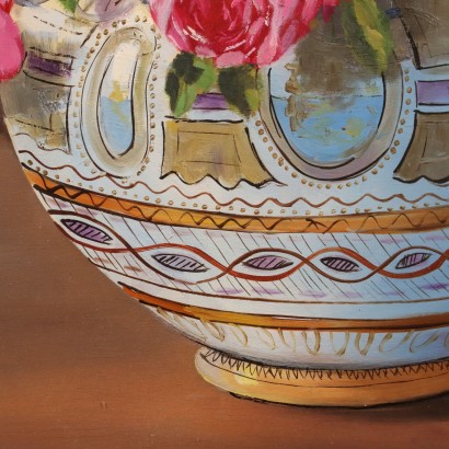 Dipinto con Composizione di Rose in Va,Composizione di Rose in Vaso
