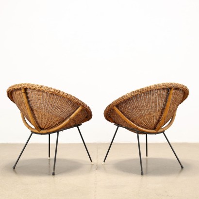 Pair of Armchairs Wicker Italy 1960s