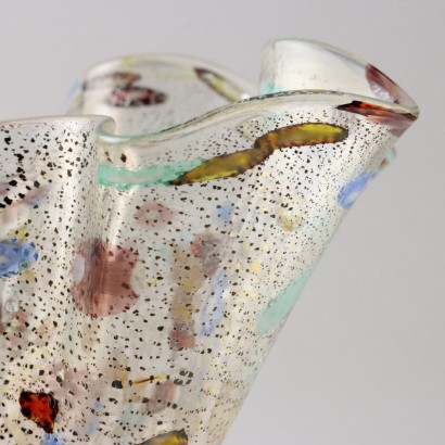 modernariato, modernariato di design, vaso, vaso modernariato, vaso di modernariato, vaso italiano, vaso vintage, vaso anni '60, vaso design anni 60,Vaso Fazzoletto in Vetro di Murano