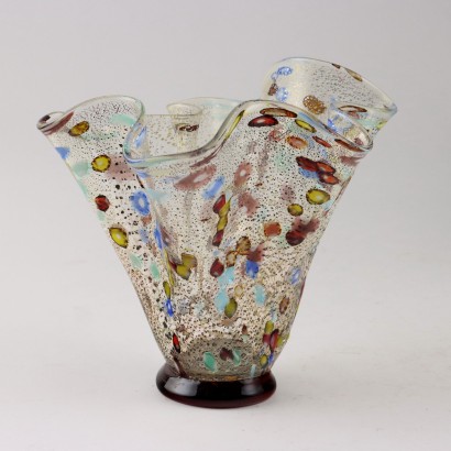 modernariato, modernariato di design, vaso, vaso modernariato, vaso di modernariato, vaso italiano, vaso vintage, vaso anni '60, vaso design anni 60,Vaso Fazzoletto in Vetro di Murano