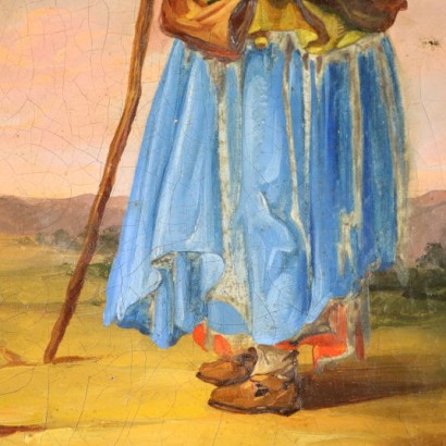 arte, arte italiana, pittura ottocento italiana,Dipinto con Donna che Mendica