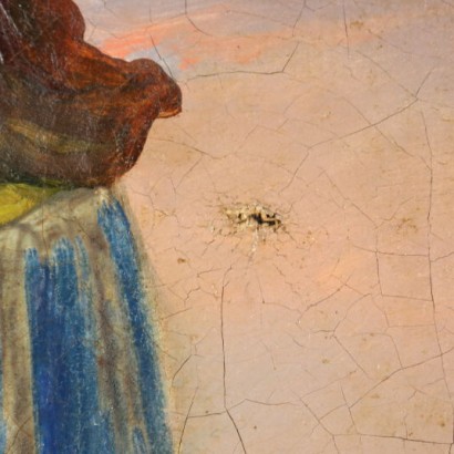 arte, arte italiana, pittura ottocento italiana,Dipinto con Donna che Mendica