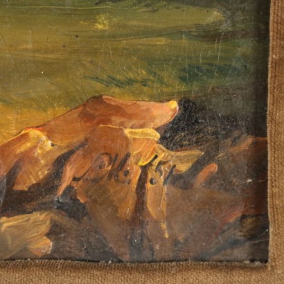 arte, arte italiana, pittura ottocento italiana,Dipinto con Donna che Mendica