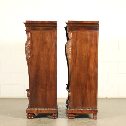 antigüedades, librería, librerías antiguas, librería antigua, librería italiana antigua, librería antigua, librería neoclásica, librería del siglo XIX,Par de librerías de caoba