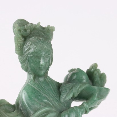 He Xiangu Scultura in Steatite Verde