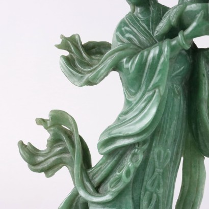 He Xiangu Scultura in Steatite Verde