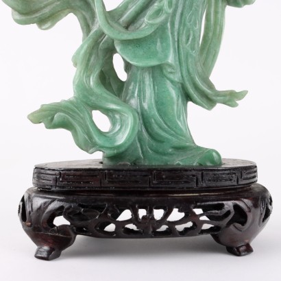He Xiangu Scultura in Steatite Verde