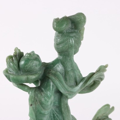 He Xiangu Scultura in Steatite Verde