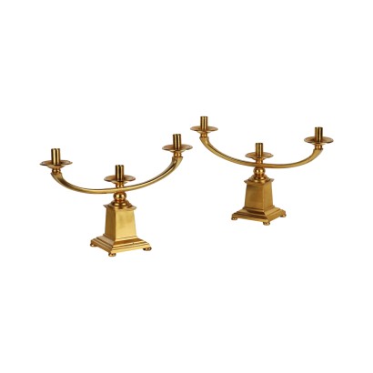 Coppia di Candelabri in Bronzo Dorato