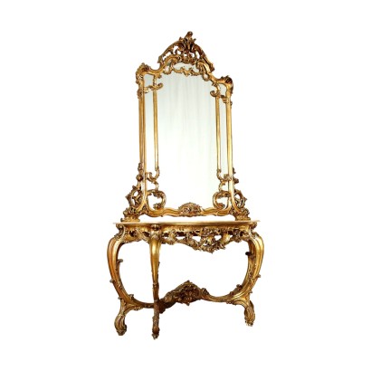 Konsole mit Spiegel Barockstil Holz Italien XX Jhd